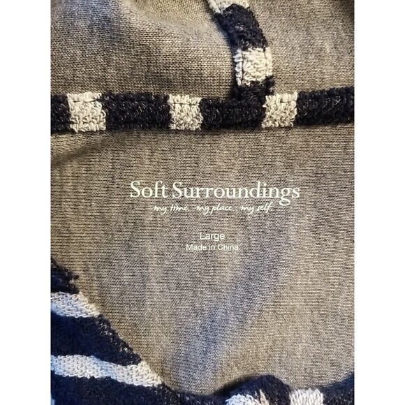 Soft Surroundings Size Large Offshore Hooded Tunic Cover Navy Blue White T45 - Picture 10 of 11